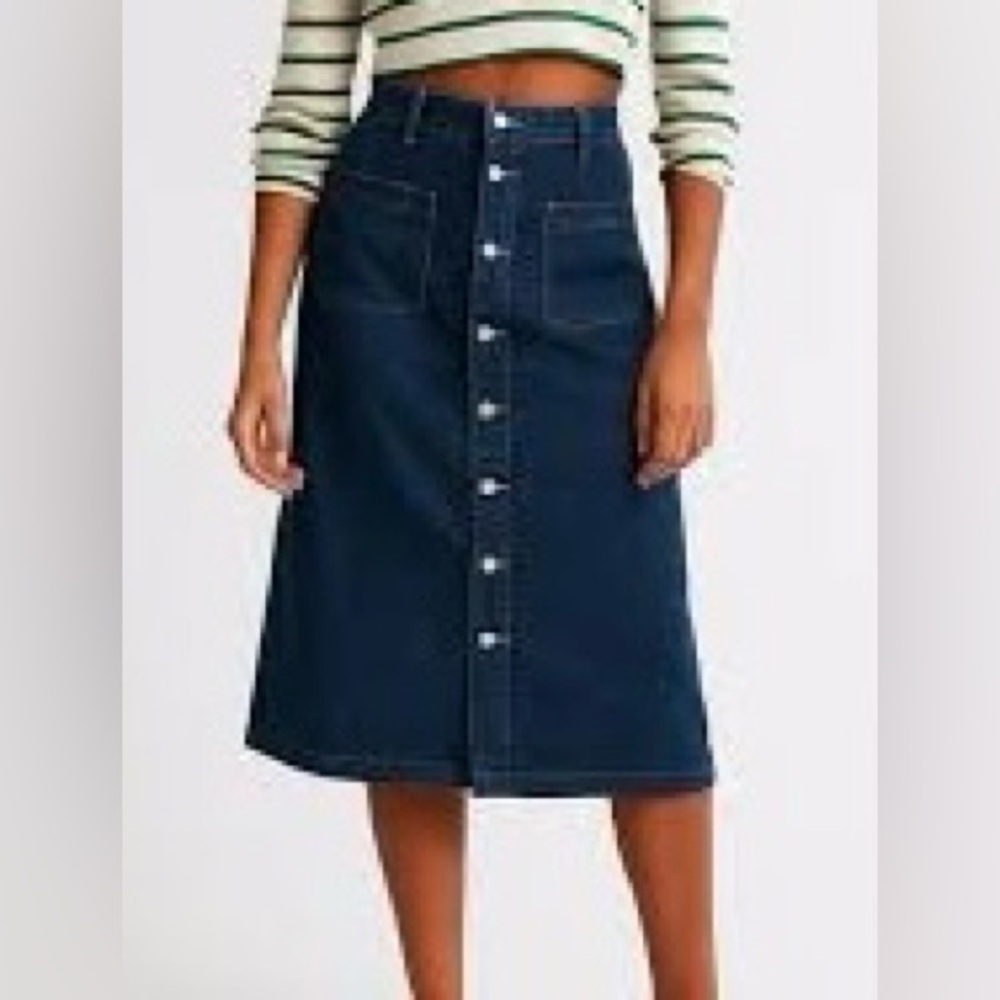 Marc New York Jeans Blue Denim Button Front Midi Skirt Like New - Size 6 - Picture 6 of 12